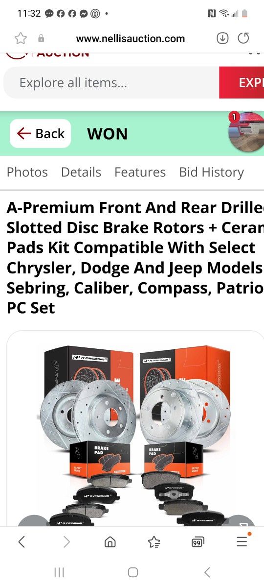 Breaks and rotors for a jeep dodge chrysler