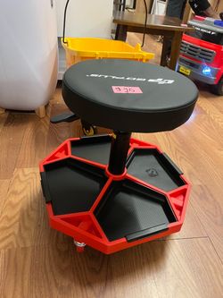 Goplus Rolling Mechanic Stool with Tool Tray