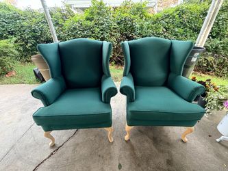 Pair of Green Wingback Armchairs