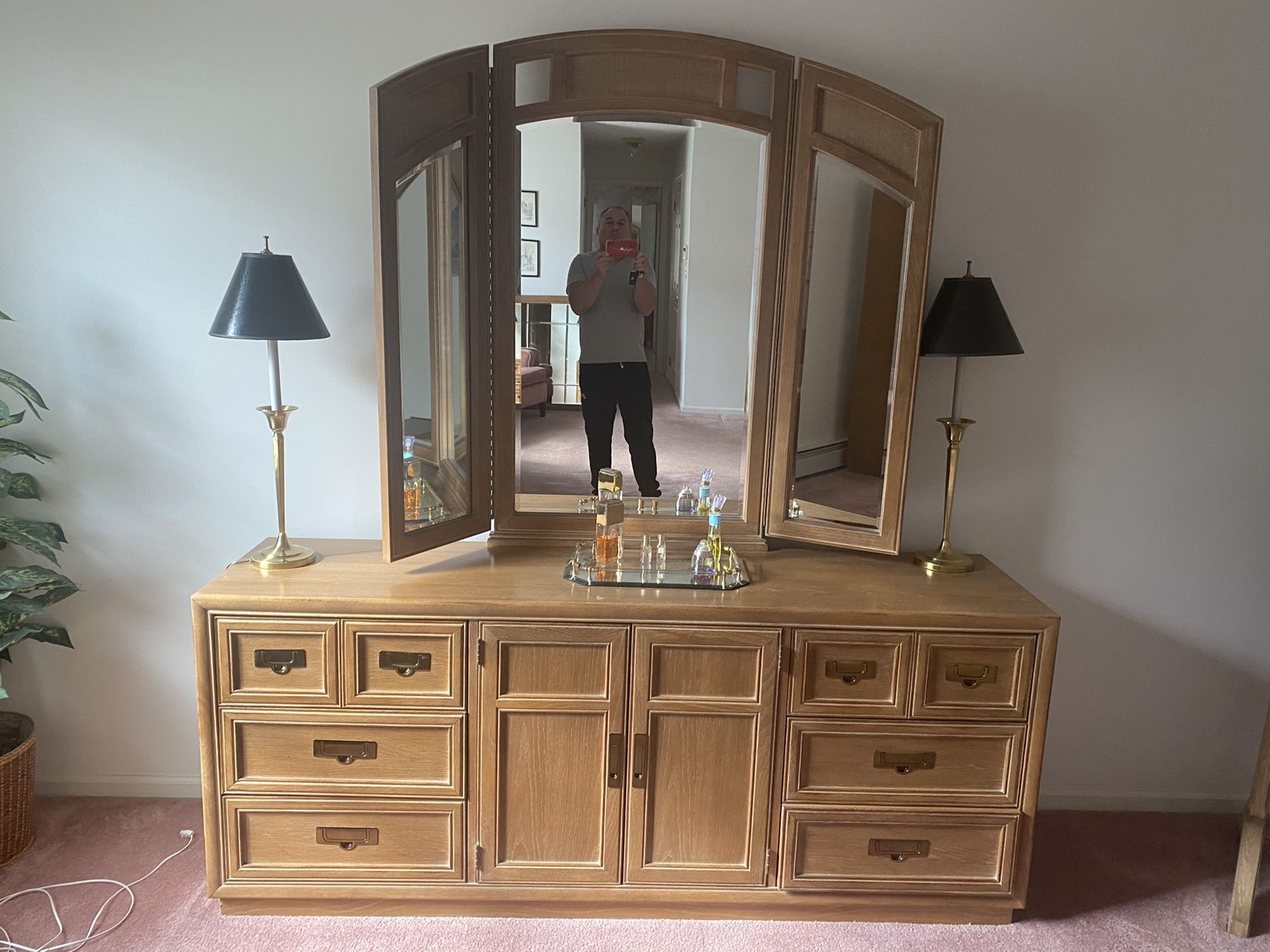 Dresser With Mirror Stanley Mid Century Modern Bedroom Furniture 72 inches