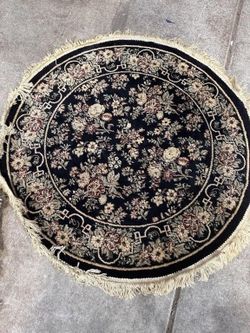 ✨ (2) Vintage 3x3 Round Oriental Rug – William Morris Floral Pattern ✨