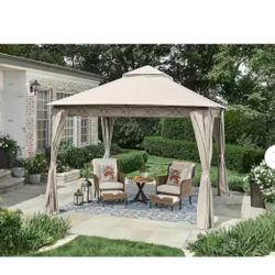Palantine 10.5 ft. x 10.5 ft. Tan Soft Top Gazebo