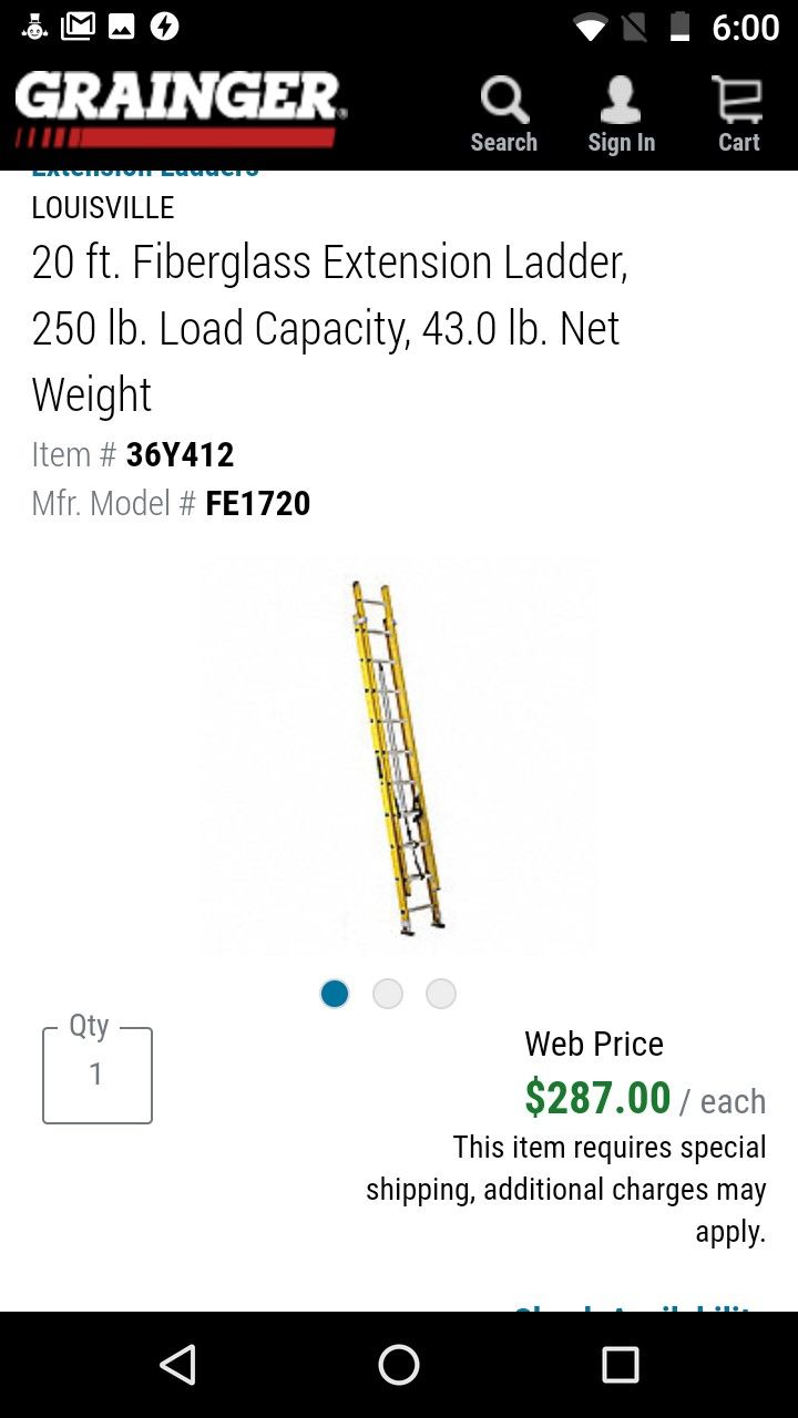 Louisville 20' Fiberglass Extension Ladder