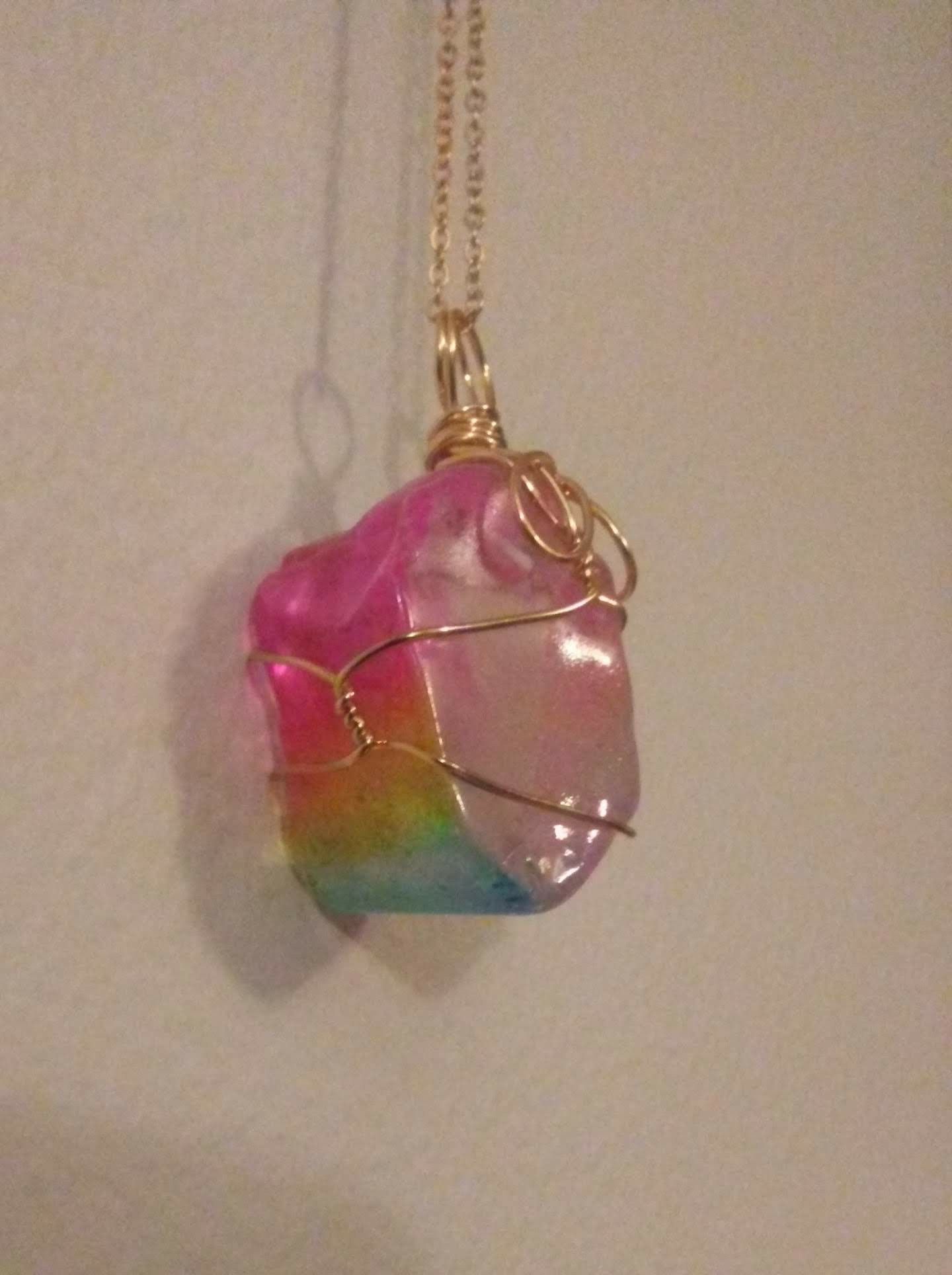 Rainbow quartz chakra pendant