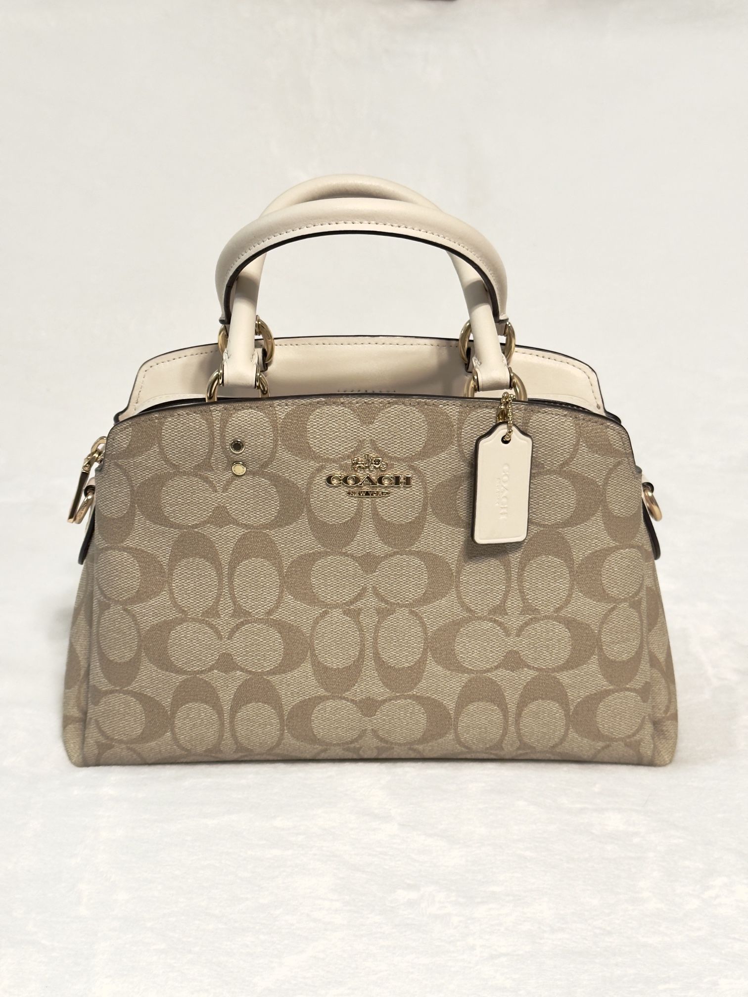 Coach Mini Lillie Carryall Crossbody Chalk Signature White Leather