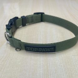Top Paw Branded Army Green Dog Collar - 14-inch 