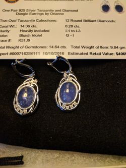 Tanzanite earrings with diamond accents