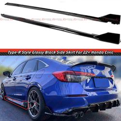 22-26 Honda Civic Type-R Style Gloss Black Side Skirt Extensions