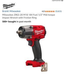 Milwaukee 2962-20 M18 18V Fuel 1/2" Mid-torque Impact Wrench with Friction Ring