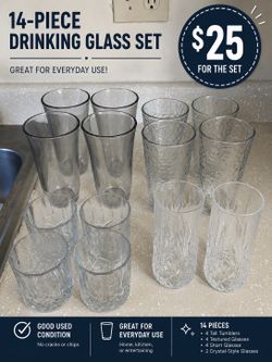 14-Piece Drinking Glass Set – $25