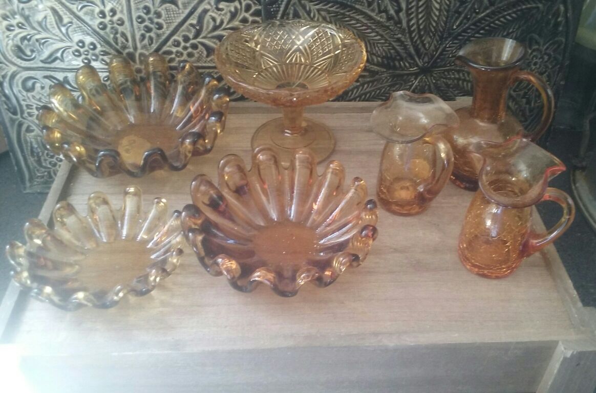Art deco amber glass collection
