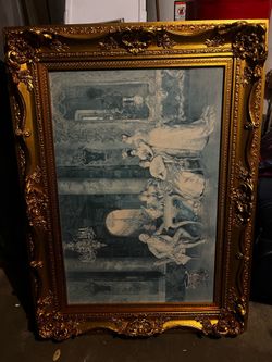 Antique Gold Leaf Frame (Large w/print)