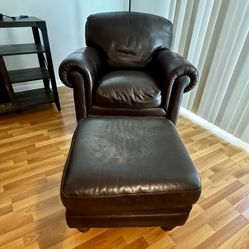 Estate Sale-Leather Chair with Ottoman