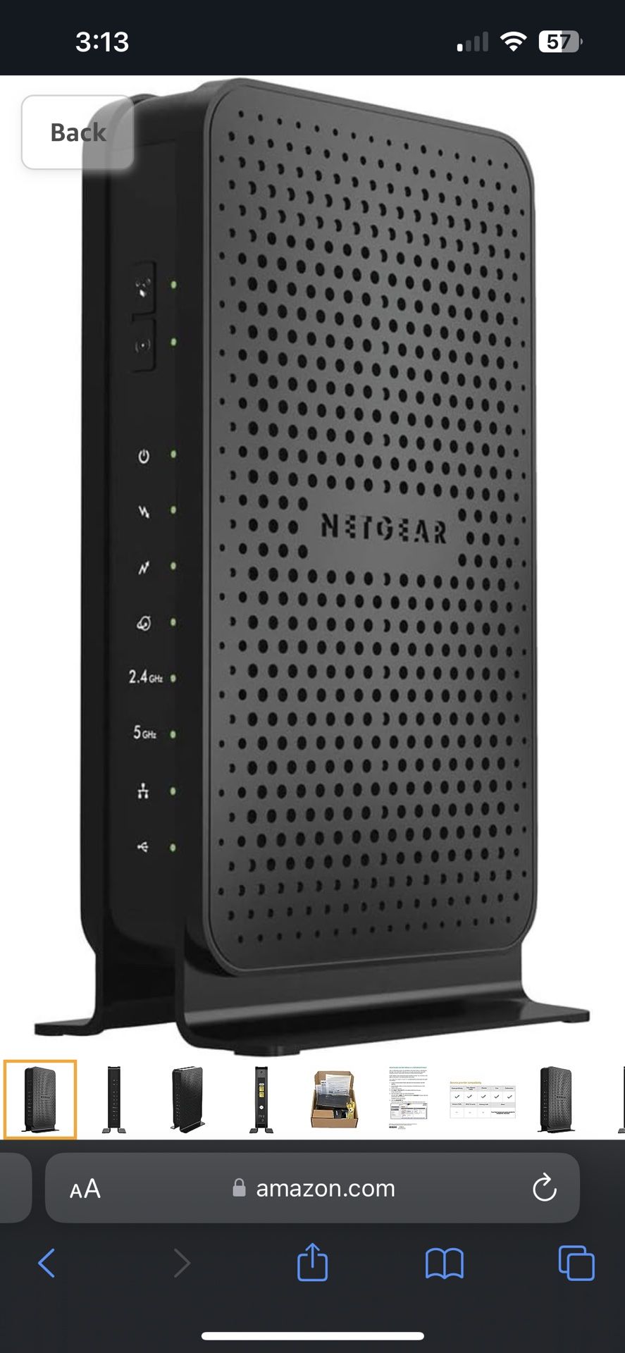 Netgear C3700-100NAR C3700-NAR DOCSIS 3.0 WiFi Cable Modem Router for Xfinity from Comcast, Spectrum, Cox, Cablevision 