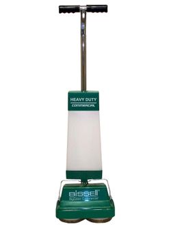 Bissell BigGreen BGFS5000 Portable Two Brush Floor Scrubber & Polisher, Polypropylene, 13"" W x 7"" D x 44"" H, White & Green