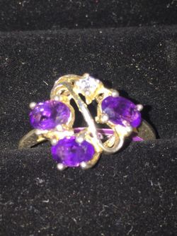 Size 9 amethyst silver ring
