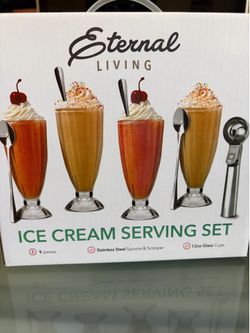 Eternal Living 9-Piece Ice Cream sundae, milkshake , root beer float Serving Set