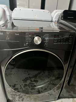 LG - 7.4 Cu. Ft. Stackable Smart Electric Dryer In Gray and Gold Rose.