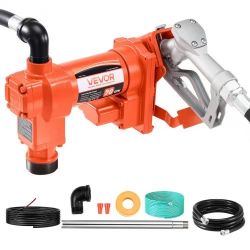 477^Fuel Transfer Pump, 12V DC 20 GPM 1/4 HP Diesel Pump, Extractor Pumps with Manual Nozzle, Discharge Hose and Suction Pipe, tor Gasoline, Diesel, K