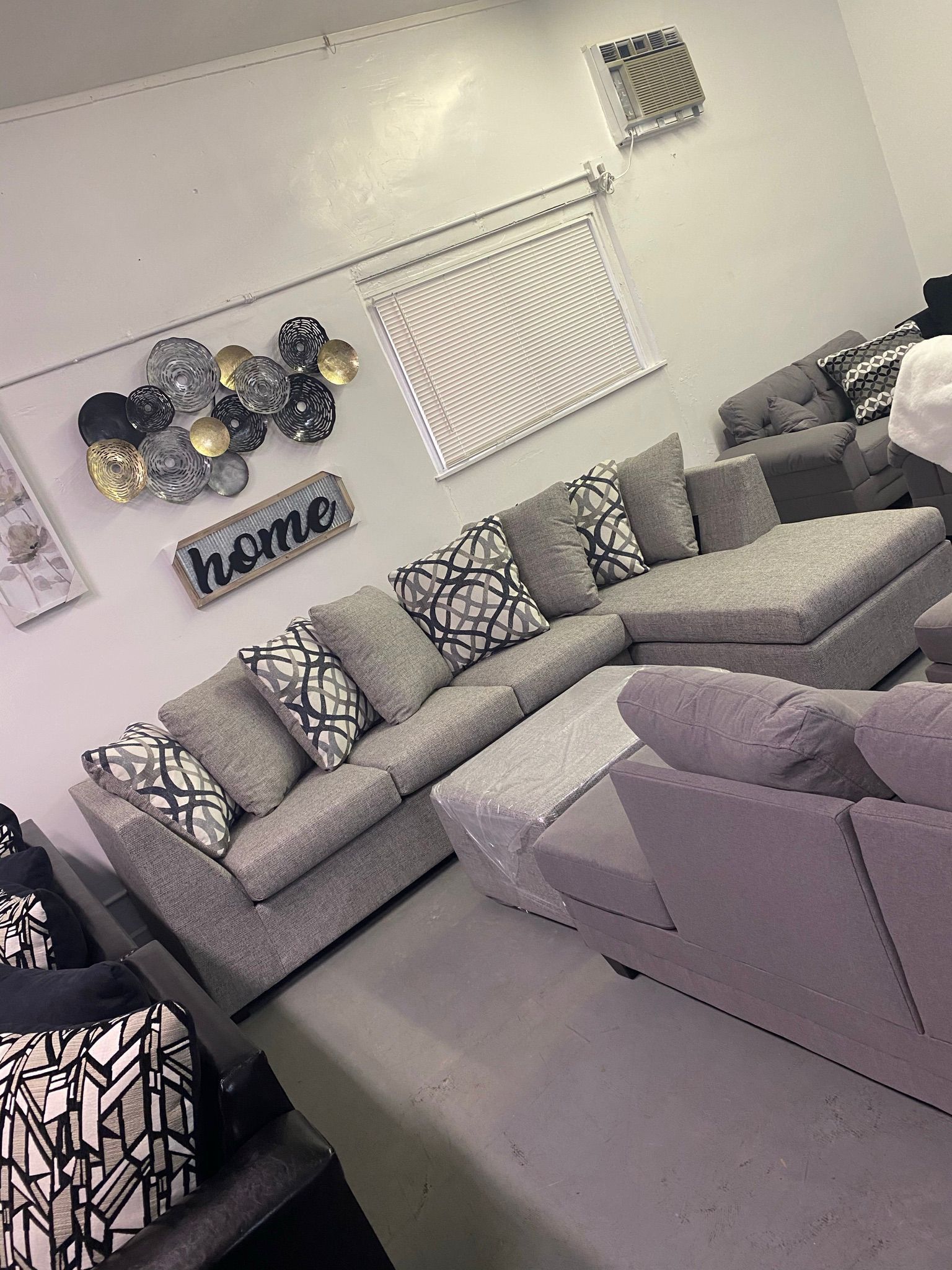 Grey Sectional With Designed Pillows ‼️