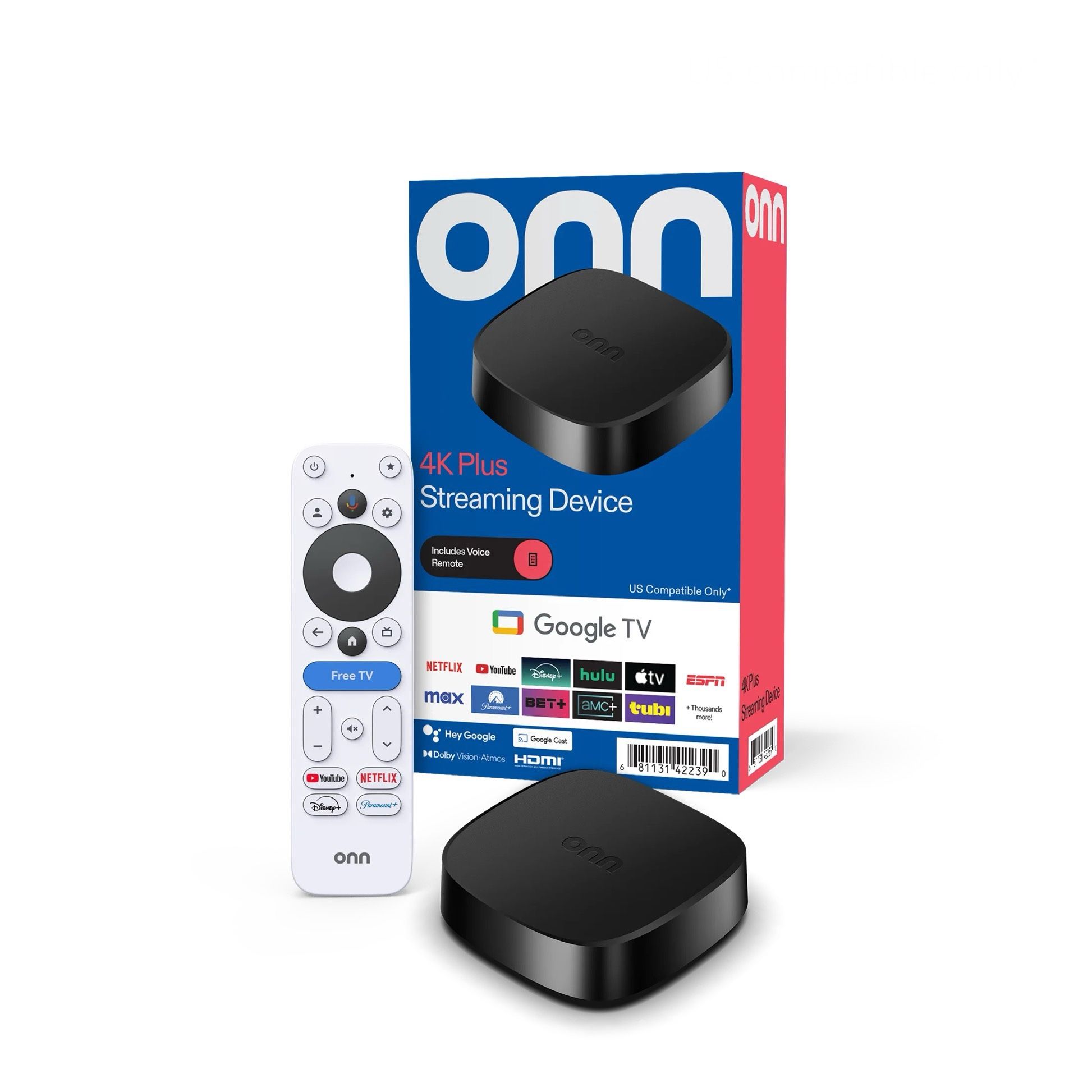 ONN 4K Plus 12 months Live TV VOD PPV Tivimate Google TV 16GB 2GB RAM Voice