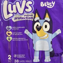 Luvs Platinum Protection Bluey 2 Yrs, 38 Diapers 