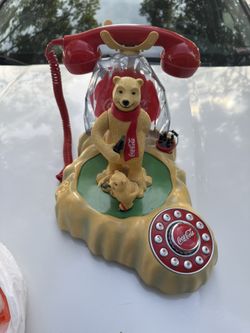 Vintage Coca Cola Polar Bear Phone Novelty Landline Dialup Telephone Animated