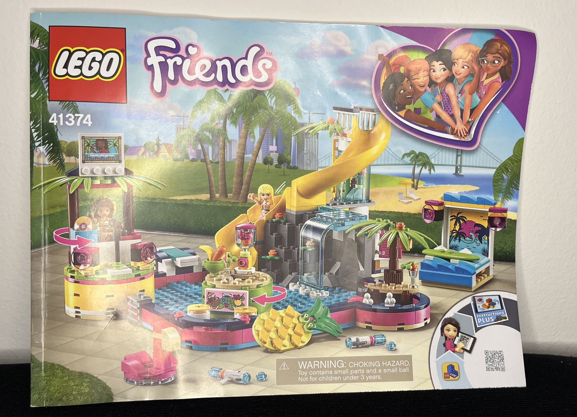 LEGO FRIENDS Andrea's Pool Party 41374 -- 100% COMPLETE w/ INSTRUCTIONS
