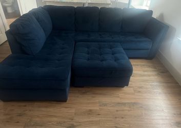 Navy Blue Sectional Sofa with Ottoman