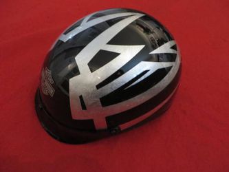 Harley Davidson Motorcycle Half Helmet - Black & Silver
