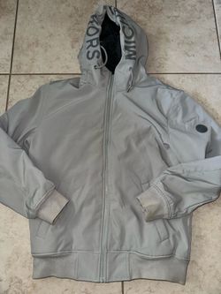 Michael Kors Gray Sherpa-Lined Hooded Softshell Jacket Women’s Medium