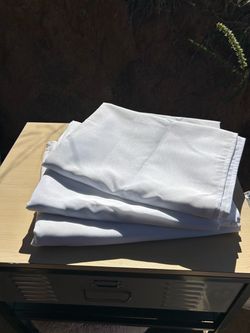 3 White Polyester Tablecloths 60" x 102"