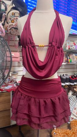 Burgundy Matching Halter & Mini Skirt