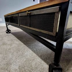 Distressed Wood & Metal Coffee Table