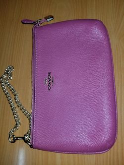 Coach Wristlet Clutch Logo Pink Gold F73044
