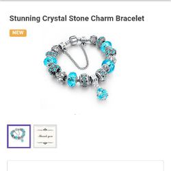 Stunning crystal stone charm bracelet. New. $25