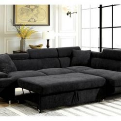 Black Sectional Sofa With Pullout 