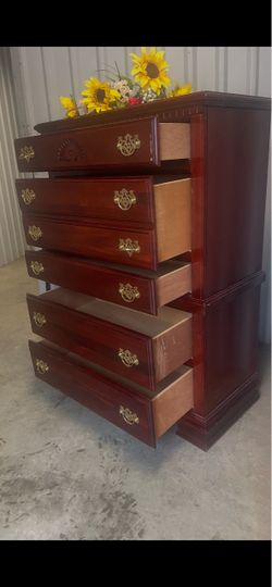 Solid wood tall chest with big drawers. Drawers sliding smoothly. Delivery available