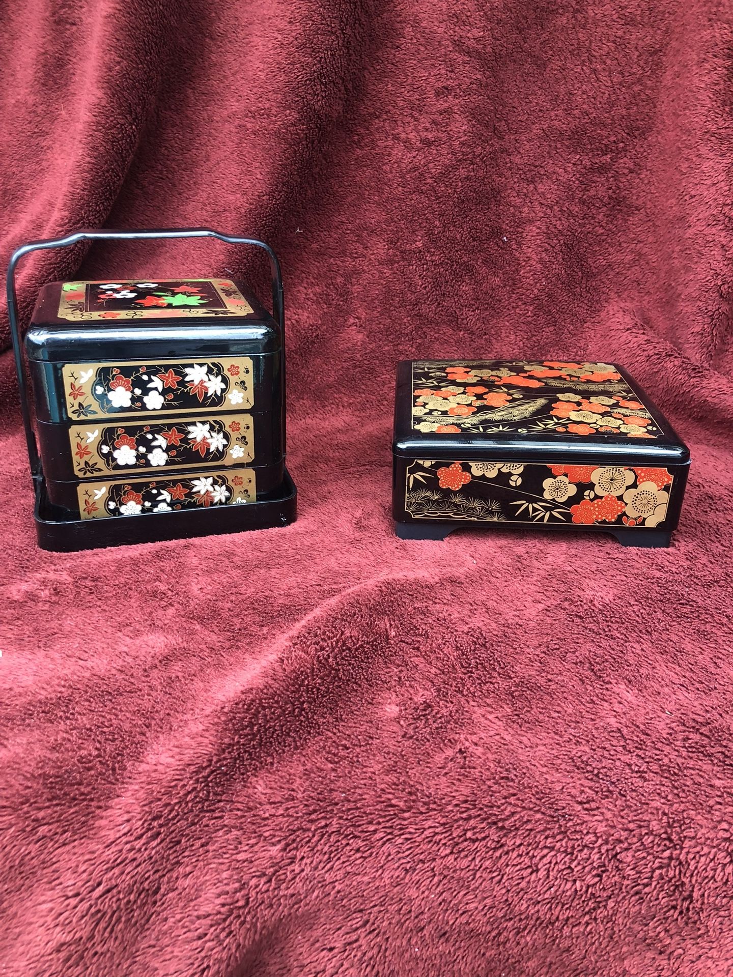 Two Japanese Lacquer Treasure Boxes