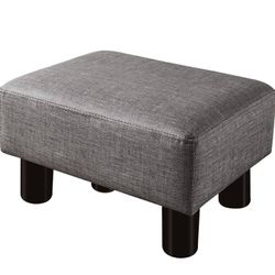 Small Rectangle Foot Stool, PU Leather Fabric Footrest Small Ottoman Stool with Non-Skid Plastic Legs, Modern Rectangle Footrest Small Step Stool Otto