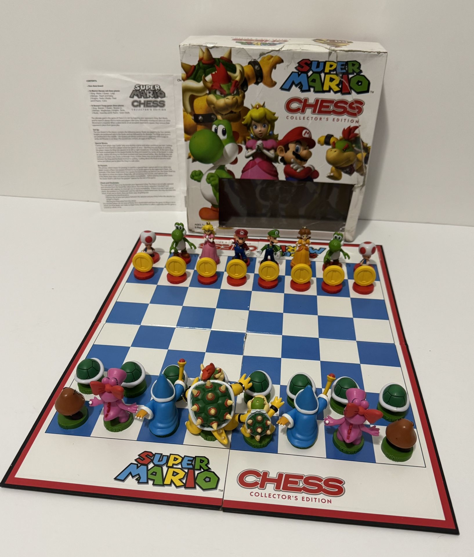 Super Mario Chess Set Collector's Edition Complete w/ Board & all 32 pieces!