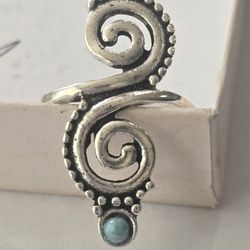 BEZEL SET TURQUOISE QUALITY STAINLESS STEEL SILVER FOREVER WEAR NEW SIZE 5 RING 