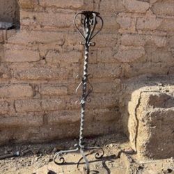 Antique Wrought Iron Candle Holder Tall