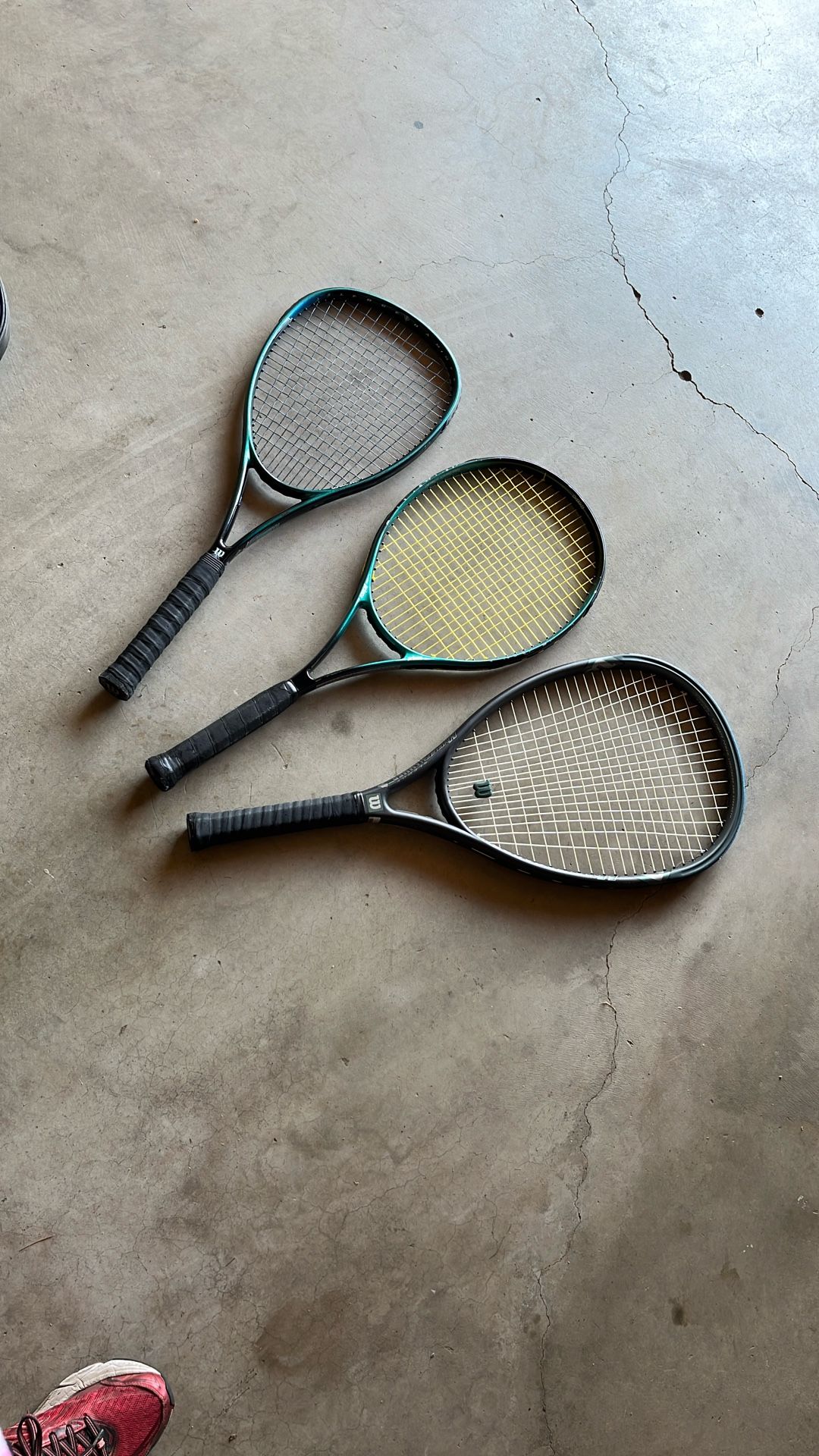 Tennis Rackets (qty 3) And Bags (qty 2) And Balls (3 Cans)