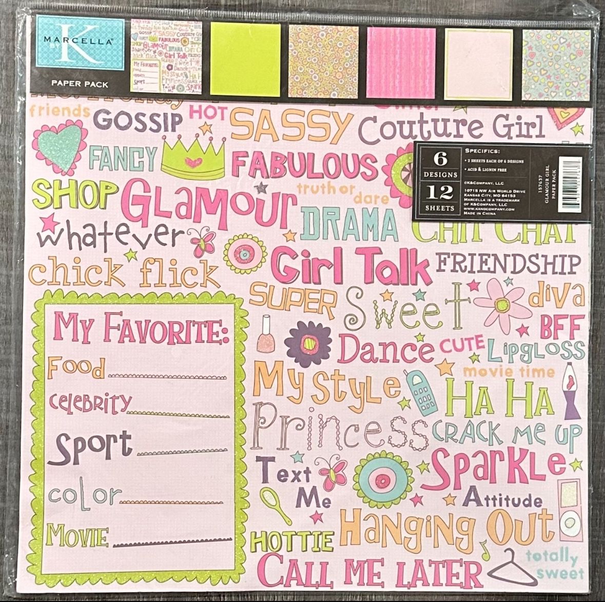 New Glamour Girl Scrapbooking Paper Pack