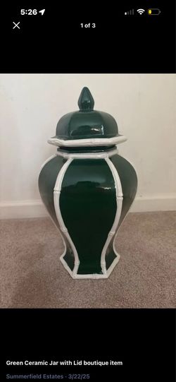 Decorative grains, ceramic jar with white accents, very unique boutique item Decorative grains, ceramic jar with white accents, very unique boutique i