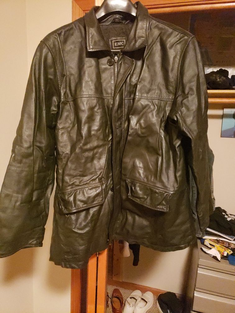 Men's Black Leather Jacket size XL