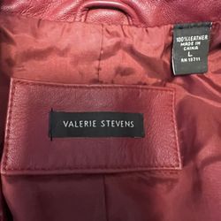 WOMENS VALERIE STEPHENS SOFT SUPPLE RED LEATHER COAT JACKET SIZE LARGE