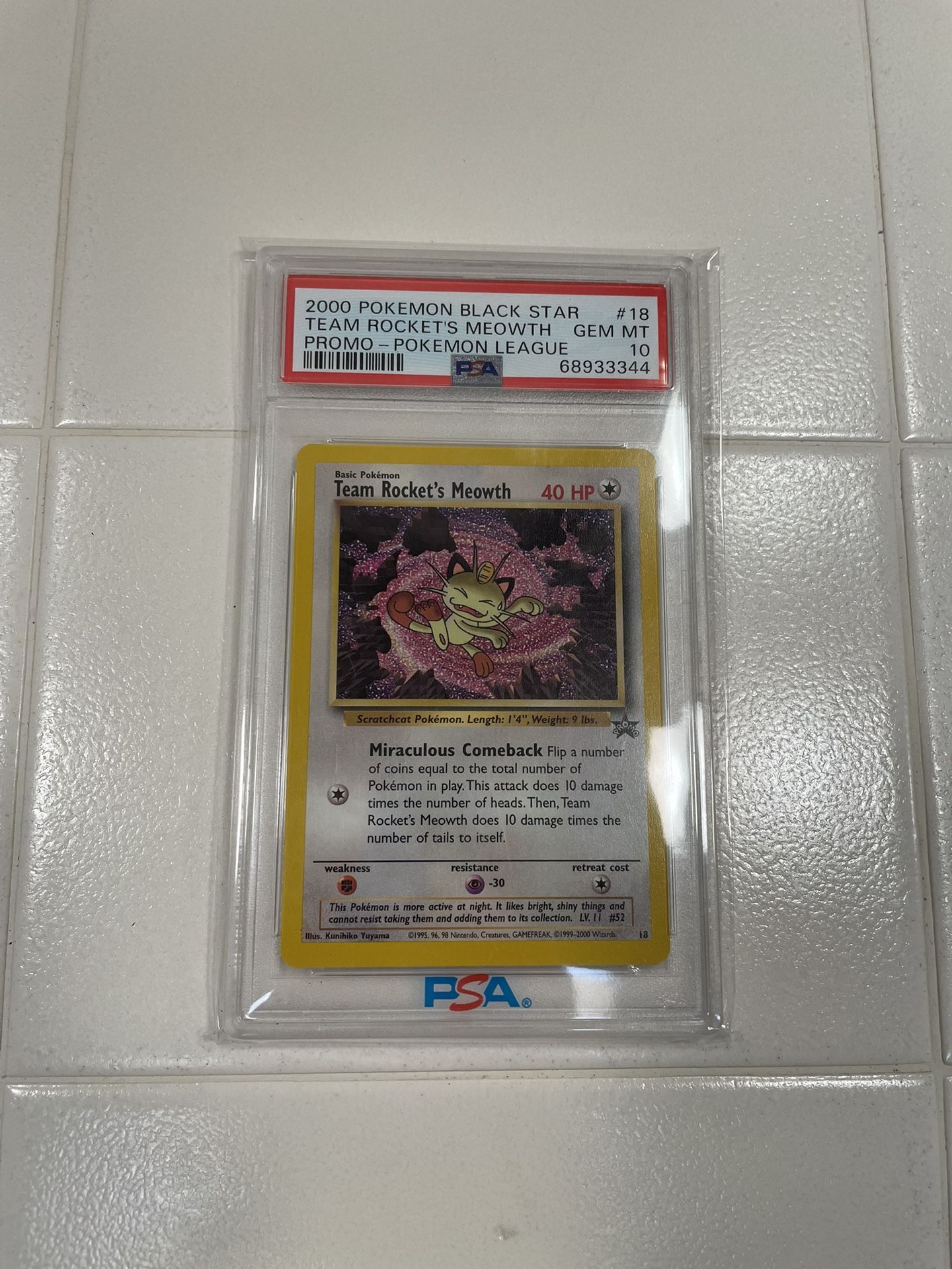 Team Rocket's Meowth 18 | 2000 Black Star Promo - Pokemon League | PSA 10 Graded