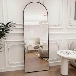 21 in. W x 64 in. H Oversized Arched Black Aluminum Alloy Framed Full Length Mirror Modern Standing Floor Mirror